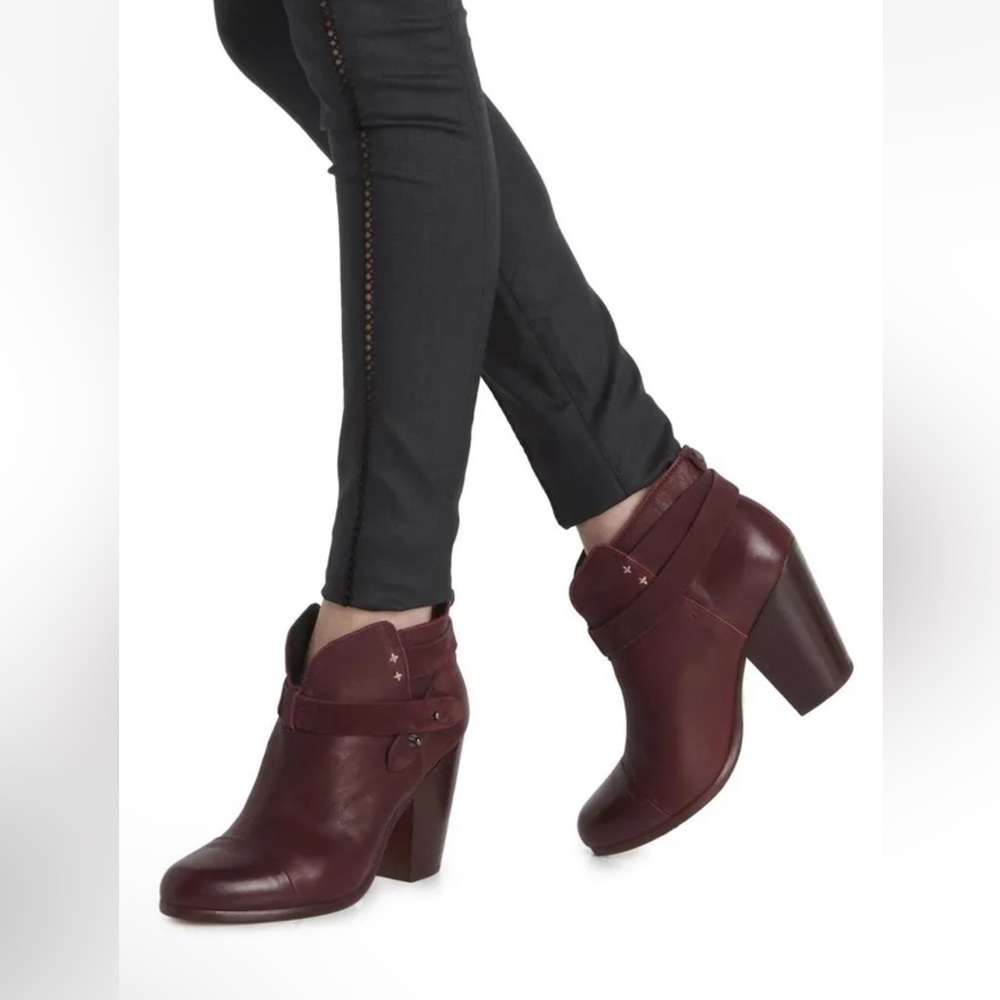 Rag & Bone Oxblood Wine Red Harrow Leather Boots Band Wrap Size EU 39.5